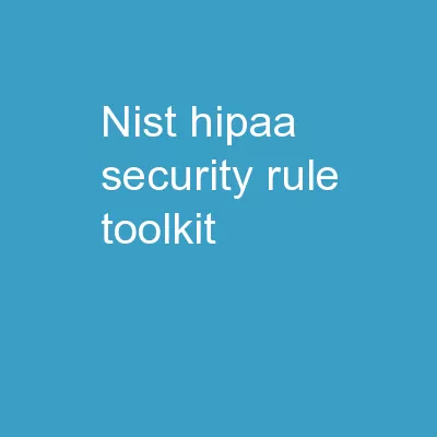 NIST HIPAA Security Rule Toolkit