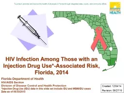 HIV Infection Among Those with an Injection Drug Use*-Associated Risk, Florida,