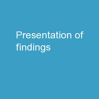 Presentation of Findings