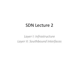 SDN Lecture 2 Layer I: Infrastructure