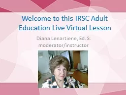 Welcome to this IRSC Adult Education Live