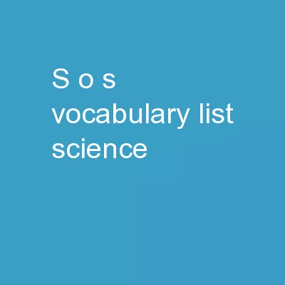 S.O.S. Vocabulary  List Science: