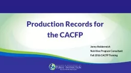 Production Records for  the CACFP