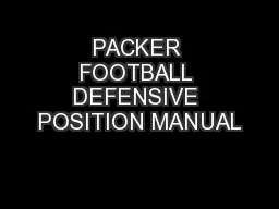 PACKER FOOTBALL DEFENSIVE POSITION MANUAL