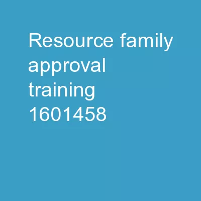 Resource Family Approval Training