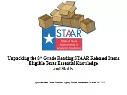 Unpacking the 8 th  Grade Reading