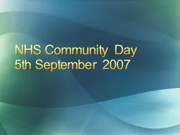 NHS Community Day 5th September 2007