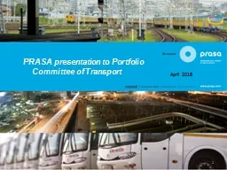 April 2016 PRASA presentation to Portfolio Committee of Transport