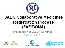 SADC Collaborative Medicines Registration Process (ZAZIBONA)