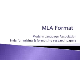 MLA Format Modern Language Association