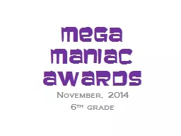 Mega MANIAc  AWARDS November, 2014