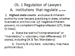 Ch. 1 Regulation of Lawyers