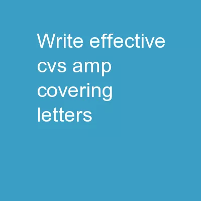 Write effective CVs & Covering letters