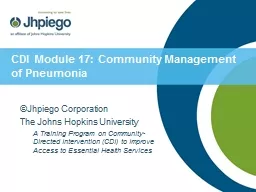 CDI Module 17: Community Management of Pneumonia