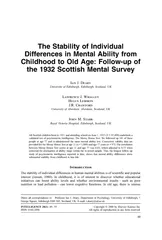 The Stability of Individual Differences in Mental Abil