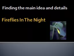 Fireflies In The Night Finding the main idea and details