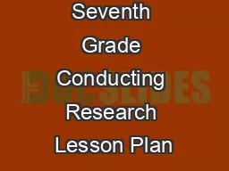 Seventh Grade Conducting Research Lesson Plan