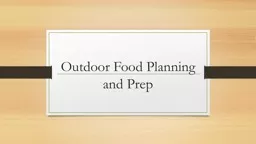 Outdoor Food  Planning and Prep