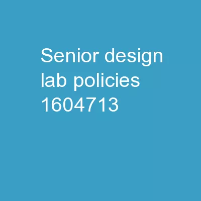 Senior Design Lab Policies
