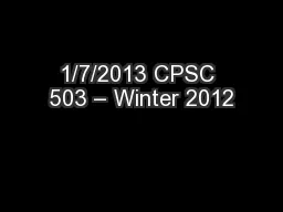 1/7/2013 CPSC 503 – Winter 2012
