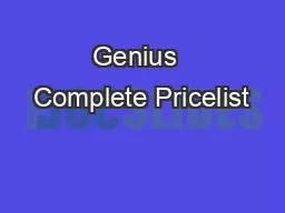 Genius  Complete Pricelist