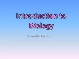 Scientific Method Introduction to Biology