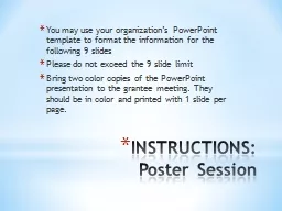 INSTRUCTIONS: Poster Session
