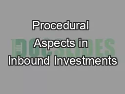 Procedural Aspects in Inbound Investments
