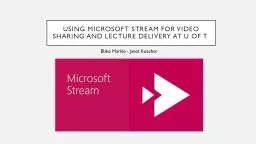 Using Microsoft Stream for video sharing and lecture delivery at U of T 