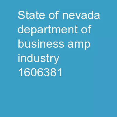 State of Nevada Department of Business & Industry