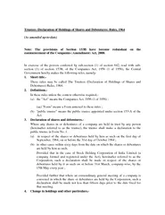 Trustees Declaration of Holdings of Shares and Debentu