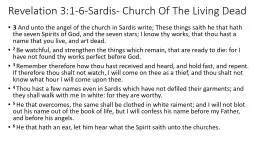 Revelation 3:1-6-Sardis- Church Of The Living Dead