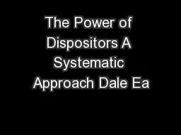 The Power of Dispositors A Systematic Approach Dale Ea