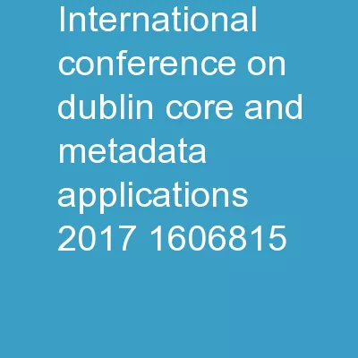 International Conference on Dublin Core and Metadata Applications 2017