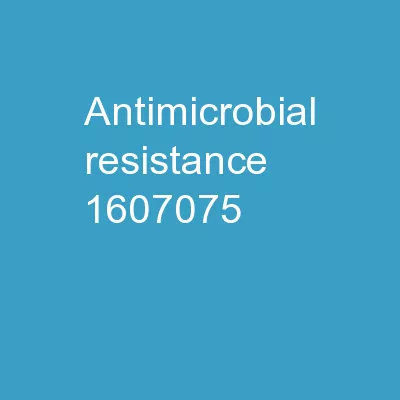 Antimicrobial  Resistance