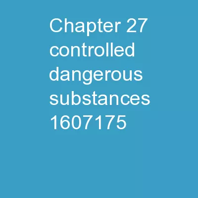Chapter 27 Controlled Dangerous Substances