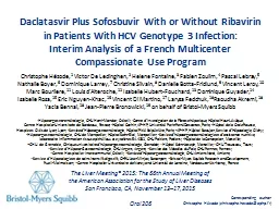 Daclatasvir Plus Sofosbuvir With or Without Ribavirin in Patients With HCV Genotype 3
