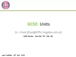GCSE:  Units Dr J Frost (jfrost@tiffin.kingston.sch.uk)