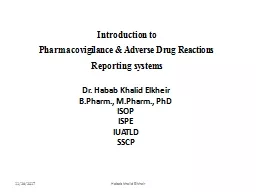 Introduction  to  Pharmacovigilance