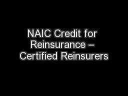 NAIC Credit for Reinsurance – Certified Reinsurers