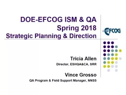 DOE-EFCOG ISM & QA Spring 2018