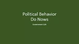 Political Behavior Do  Nows