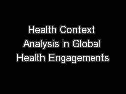 Health Context Analysis in Global Health Engagements