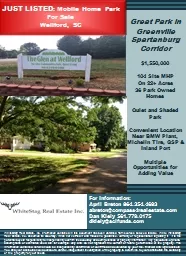 JUST LISTED :  Mobile Home Park For Sale