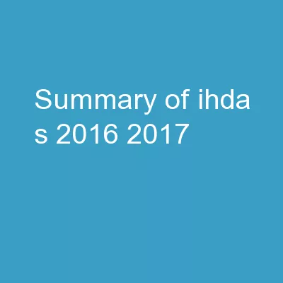 Summary of IHDA’s 2016-2017