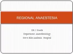 DR I  Noeth Department Anaesthesiology
