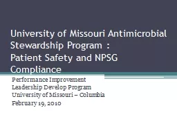 University of Missouri Antimicrobial Stewardship Program :