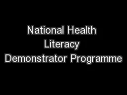 National Health Literacy Demonstrator Programme