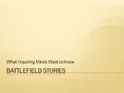 Battlefield stories What Inquiring Minds