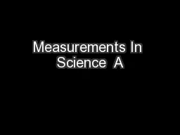 Measurements In Science  A